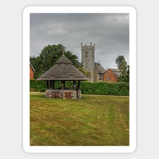 Woodbastwick village green and church Sticker